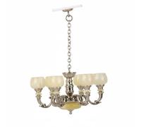 Qianly Miniature Hanging Lamp Lustre Miniature Suspended Lampe Lanterne Poupée Éclairage Maquette Allure Vintage en Alliage Suitable pour Maisons de Poupées, Argenté