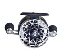 Qianly Moulinet à Profil Réduit Compact Moulinet avec Spool Ajourée Léger pour Pêche en Rivière, Argent, Main Gauche