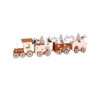Qianly Ornement de Noël en Bois en Forme de Train, Mini-Figurine de Train, Décoration de Table en Quatre Sections pour Les Fêtes de Noël, Cadeau de Cheminée, Brun