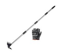 Qianly Outil D'arrachage de Mauvaises Herbes, Râteau à Main et Houe de Jardin, équipement de Désherbage Double Face, Outil de Désherbage pour Cour, 4 Sections