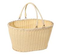 Qianly Panier de Pique-Nique Tressé avec Structure en Fer et Poignées pour Transport Facile Stockage Fruits Légumes Adapté pour Intérieur Extérieur, 40cmx30cmx20cm