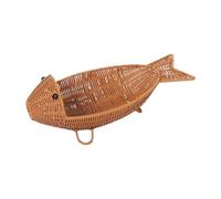 Qianly Panier Tressé Panier Fruits Plateau Rangement Forme Poisson Imitation Rotin PP Structure Solide pour Fruits Légumes Collations Adapté à La Mais, S