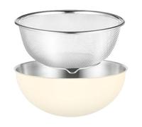 Qianly Passoire Microporeuse INOX Bol Mélangeur Panier Égouttoir Filtre Alimentaire Acier Antitache Fonction Double Usage Convient pour Hôtel Restaurant Cuis, Blanc