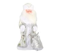 Qianly Père Noël électrique en Peluche, 30 Cm, Dansant, Chantant et Jouant de La Musique, Idéal pour Une Fête de Noël Au Bureau, Blanc