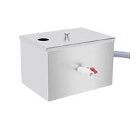 Qianly Piège à sous évier, Séparateur de En Acier Inoxydable avec Filtre à Eau et Entrées Supérieures, Joint En Caoutchouc, 35x20x20cm