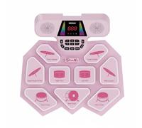 Qianly Pile Électronique Enroulable Pratique Silencieuse Tapis de Pile Portable Power-Retaining Instrument de Percussion Numérique pour Enfants, Bureau, Rose, Amélioré