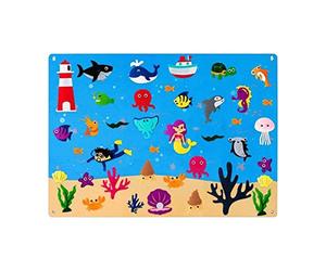 Qianly Planche de Feutrine Tableau D'Histoire Panneau Mural Kit Sensoriel Jeu Collectif Ensemble D'Enseignement Fonction Créative pour Enfants Adaptée à La C, océan