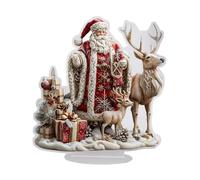 Qianly Plaque Décorative Plate En Acrylique Représentant Le Père Noël En 2D, Idéale Comme Cadeau de Noël Ou pour Décorer Une Table, Un Bureau, Une étagère, U, Style A