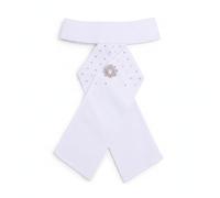 Qianly Plastron D'équitation Blanc Plastron Coupe-Vent Cravate Mariage pour Compétition , Cravate De Fleur Ronde À 8 Diamants