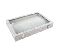 Qianly Plateau à Bijoux, Vitrine pour Colliers, Boîte de Rangement pour Bijoux, Gris