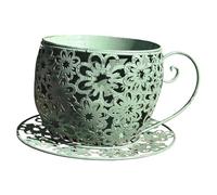 Qianly Pot de Fleurs en Métal, Cache-Pot en Forme de Tasse à Café Ou à Thé, Idéal pour Une étagère, Un Hôtel, Un Cadeau d'anniversaire Ou Une Décoration, Vert