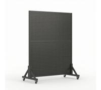 Qianly Présentoir à Panneau Perforé avec roulettes Métallique Présentoir Perforé sur roulettes Sol pour Foire Exposition, Noir, 120 160 Cm