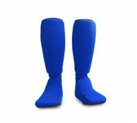 Qianly Protège-Tibias avec Protection du Cou-Pied Extensible pour Combattants, Entraînement d'arts Martiaux, Array, Bleu, XS