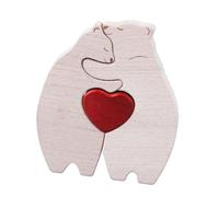 Qianly Puzzle En Bois Représentant Une Famille D'ours, avec Un Cœur Tendre, Décoration Intérieure, Puzzle En Bois Représentant Des Ours pour Enfants, Adu, 2 Ours