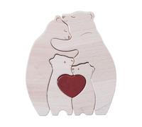Qianly Puzzle En Bois Représentant Une Famille D'ours, avec Un Cœur Tendre, Décoration Intérieure, Puzzle En Bois Représentant Des Ours pour Enfants, Adu, 4 Ours