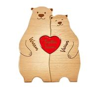 Qianly Puzzle En Bois Représentant Une Famille D'ours, Sculptures à Monter Soi-même, Cadeau Mignon pour Une Pendaison de Crémaillère, 2 ours