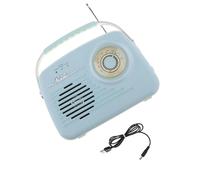 Qianly Radio Portable Mignonne, Facile à Utiliser, Lecteur Multifonction, Compacte, BT 5.0, Design Rétro pour La Cuisine et La Maison, Bleu