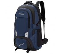 Qianly Sac à dos randonnée 80L, sac à dos camping toile Oxford déperlante fermeture éclair, grande capacité pour homme femme, ainsi que trekking, Bleu foncé, Bleu