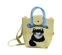 Qianly Sac de téléphone tricoté pour Femme, Portefeuille Fantaisie en Polyester pour Faire du Shopping et des Rencontres, Chat Jaune