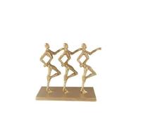 Qianly Sculpture en Aluminium Trois Moderne Figurine Féminine Abstraite Polyvalent Statue Abstraite Épurée pr Étagère, Or, 20x7x18cm