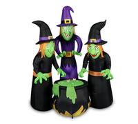Qianly Sorcières Gonflables avec Chaudron Énorme Décoration D'Halloween Gonflable Vert Sorcière Gonflable pour Pelouse