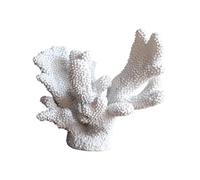 Qianly Statue Coral Artificielle Résine Ornement Décoratif Sculpure Inspiration Océanique Adaptée Entrée Séjour Hôtel Étagère Bureau Décoration Inté, Blanc 23cmx19cm