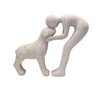 Qianly Statue Décorative Homme et Chien 15,7 X 13,5 Cm, Décoration D'intérieur Mignonne, Petite Taille, pour Amoureux Des Animaux, Cadeau pour Papa, Bure