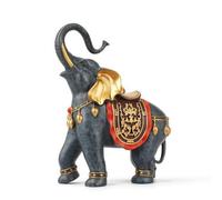 Qianly Statuette d’éléphant Doré Statuette, Petit Trompe Levée, Longueur Environ 13.5cm Largeur Environ 8cm Hauteur Environ 18cm Poids Environ 1.25kg