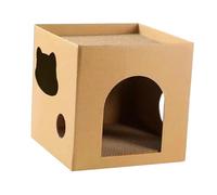 Qianly Structure de Jeu en Carton pour Chat, Espace de Repos, griffoir ondulé, pour Animaux, Brun