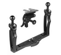 Qianly Support de Caisson Caméra d'action Résistant à l'eau Poignée Double sous-Marine Fixation Stable Support Caméra sous-Marine pour Plongeurs, Noir, Poignée Noire + Déclencheur