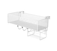 Qianly Support Suspendu pour Pots de Fleurs, Panier en Fil de Fer avec Porte-essuie-Tout Intégré, Support pour Pots de Fleurs sur Rambarde Ou Balcon, Blanc
