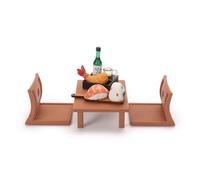 Qianly Table Miniature Maison Poupée Japonais Table Maison Poupée Léger Meuble pour Collectionneurs, Modèle De Sushi De Table Et Chaise Japonais Ensemble Deux