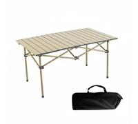 Qianly Table Pliante de Camping Table Pliable Table de Pique-Nique Table d'Extérieur Conception Portable avec Plateau en Lattes et Cadre Repliable Montage, Kaki, 95CM