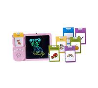 Qianly Tablette D'apprentissage Interactive pour Enfants avec Reconnaissance Vocale et Bloc-notes à Dessin, Rose avec 112 cartes