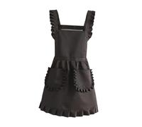 Qianly Tablier Rétro à Volants, Ajustable, Joli et Mignon pour Filles et Femmes, Idéal pour Les Fêtes Costumées, Les Cafés Vintage et Le Cosplay, avec Poches, Noir