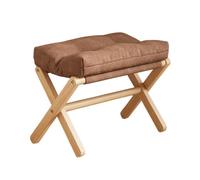 Qianly Tabouret Pliant Compact Repose-Pieds, Array, Marron, Structure Renforcée, 100% Bois Massif Importé FSA, Housse Amovible, Rembourrage en Coton Floconné