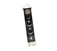 Qianly Tapisserie Murale Aztèque Suspension Bohème Motif Soleil Lune Tenture Mural avec Franges Tissu Polyester Adaptée aux Salles d'Étude Chambres, Style B