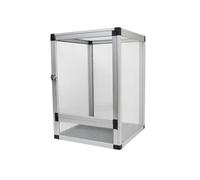 Qianly Terrarium Grillagé en Aluminium Démontable Cage Grillagée en Aluminium Robuste pour Intérieur, Argent, Porte en Acrylique Argentée 32 32 46 Cm