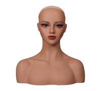 Qianly Tête de Mannequin Femme Réaliste avec Épaule Support Présentoir Perruque Buste Maquillage Accessoires Exposition PVC pour Cosmétiques Formation, Style B