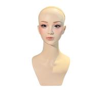 Qianly Tête mannequin féminine avec perruque, support robuste et portable pour présenter des perruques couvrant tout le cou, des casques audio et des