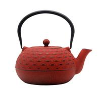 Qianly Théière En Grande Fonte Capacité Théière avec Couvercle Robuste Vaisselle pour Cuisine, Array, Rouge, Forme D Éventail, Sans Corde De Chanvre