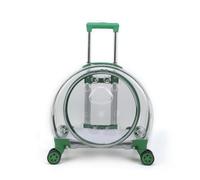 Qianly Transporteur avec Poignée Télescopique Ventilé Transporteur Transparent Robuste Valise pour Chats, Petits Animaux, Vétérinaire, Train, Vert, 1904-2 Entièrement Transparent Vert