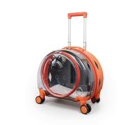 Qianly Transporteur avec Poignée Télescopique Ventilé Transporteur Transparent Robuste Valise pour Chats, Petits Animaux, Vétérinaire, Train, Orange, 1904-2 Semi-Transparent Orange