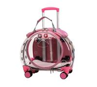 Qianly Transporteur Transparent à roulettes Caisse Roulante Stable Valise pour Petits Chiens, Rose