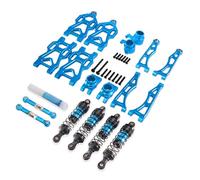 Qianly Vehicle Compon Ensemble Amortisseur Ressorts Tiges Direction Coupelles Aluminium Usinage Précis Stabilité Renforcée pour RC 1/16 Adapté aux Pilotes, Sky Blue