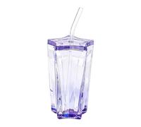 Qianly Verre à Boire Pratique avec Couvercle, Tube Cadeau, Tasse à Thé, Tasse à Eau, Tasse à Café pour Café Glacé, Bière, Table à Manger, Dortoir, Violet