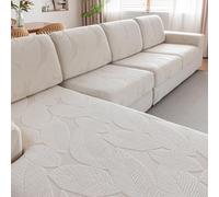 QIANMEW Housse de coussin extensible pour canapé sectionnel - Housse de coussin lavable et imperméable en forme de L - Protection pour meubles pour enfants et chiens (housse de canapé arrière, ivoire)