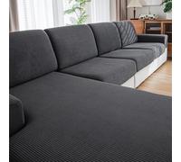QIANMEW Housse de coussin pour canapé, confortable, douce, magique, lavable, extensible, résistante pour sièges sectionnels et en forme de L pour animaux de compagnie (1 housse de canapé arrière, gris