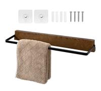 Qiannhee Porte Serviette sans Perçage en Bois Porte Serviette Salle de Bain 37cm Porte Serviette Murale avec Vis Porte-Serviettes Adhésif pour Salle de Bain Cuisine Toilettes Lavabo