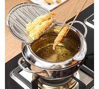 qianqian Poêle À Frire, Friteuse Japonaise Tempura avec Thermomètre, Couvercle Et Égouttoir À Huile, Poêle À Frire en Acier Inoxydable Antiadhésif pour La Cuisine